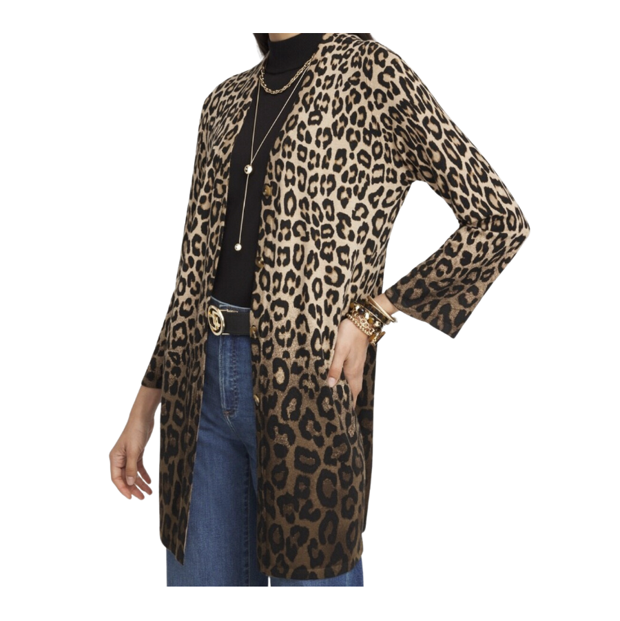 Flared Sleeve Leopard Cardigan